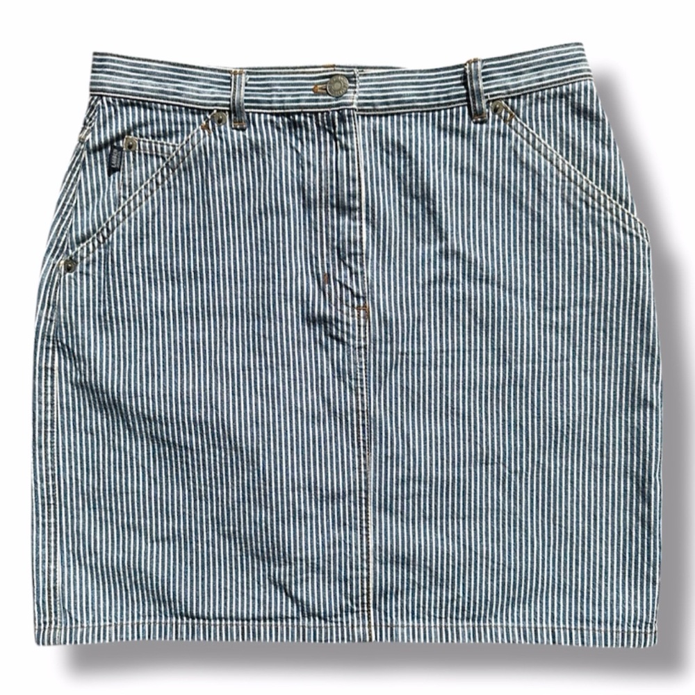 Ralph Lauren Denim Striped Mini Skirt Women’s Size 8P 100% Cotton Petite